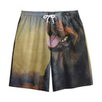 Vintage Rottweiler Portrait Print Cotton Shorts