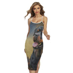 Vintage Rottweiler Portrait Print Cross Back Cami Dress