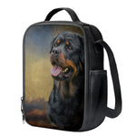 Vintage Rottweiler Portrait Print Crossbody Lunch Bag