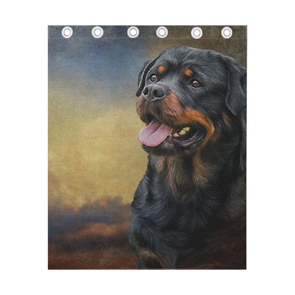 Vintage Rottweiler Portrait Print Curtain