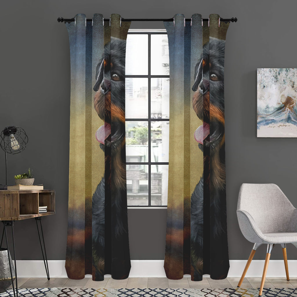 Vintage Rottweiler Portrait Print Curtain