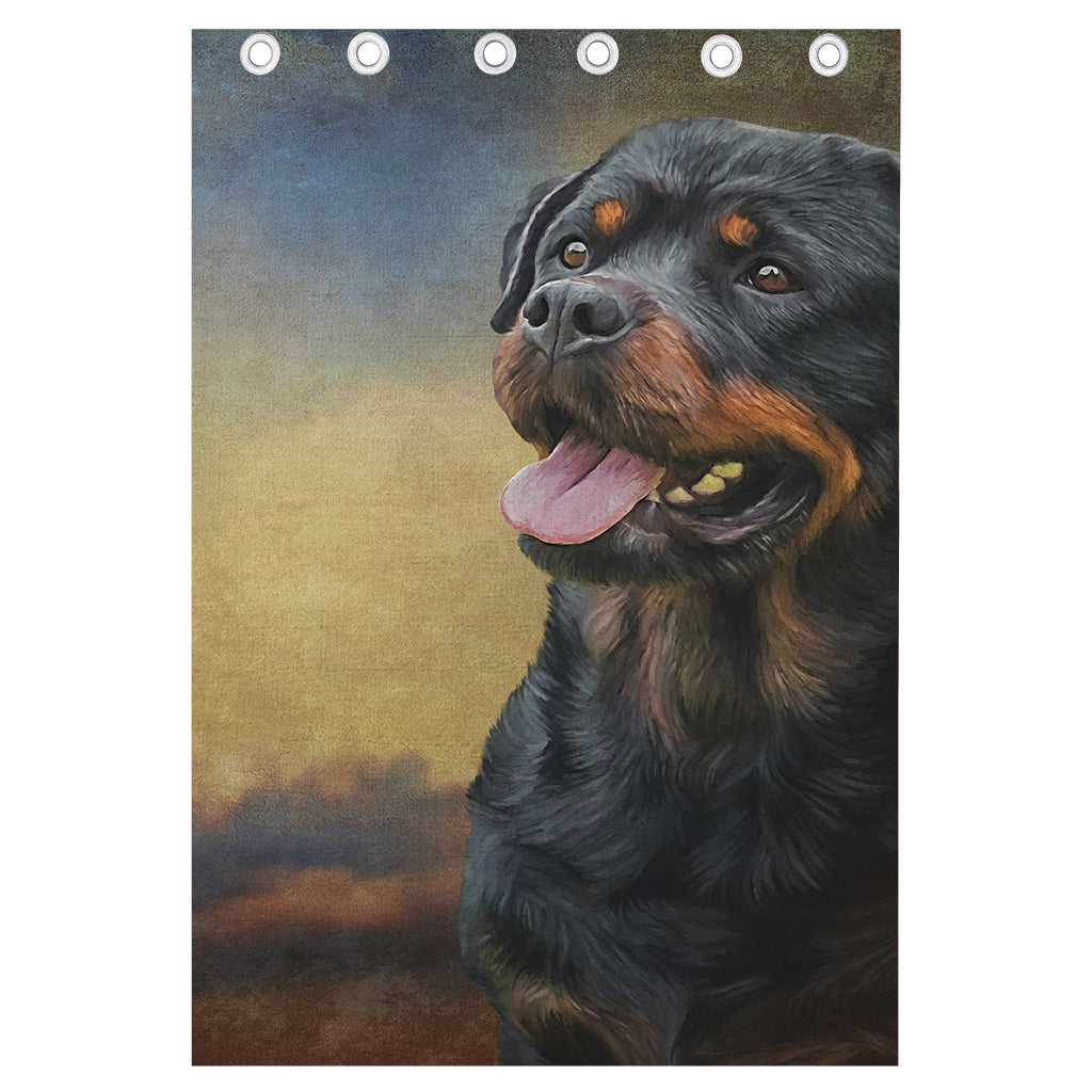 Vintage Rottweiler Portrait Print Curtain