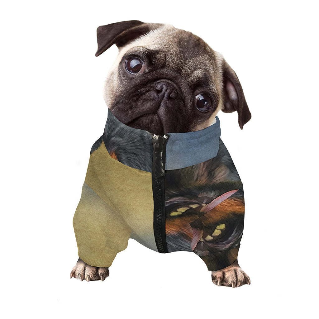 Vintage Rottweiler Portrait Print Dog Zip Up Jacket