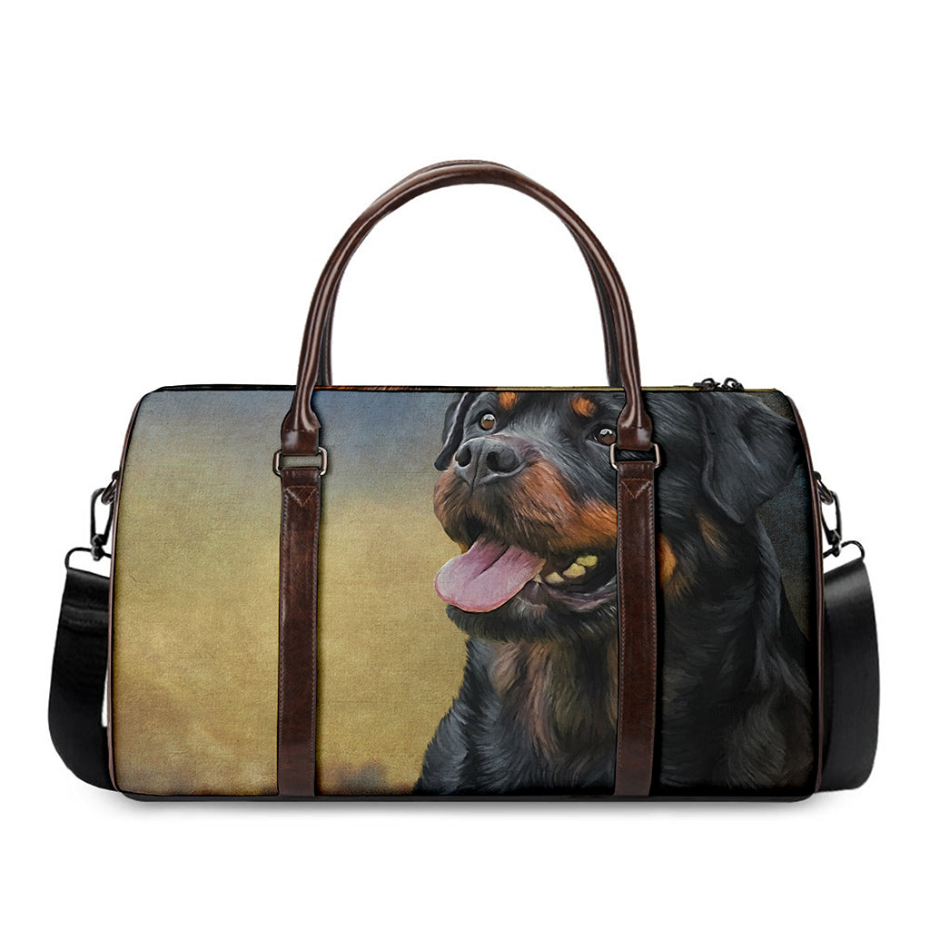 Vintage Rottweiler Portrait Print Duffle Bag