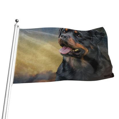 Vintage Rottweiler Portrait Print Flag