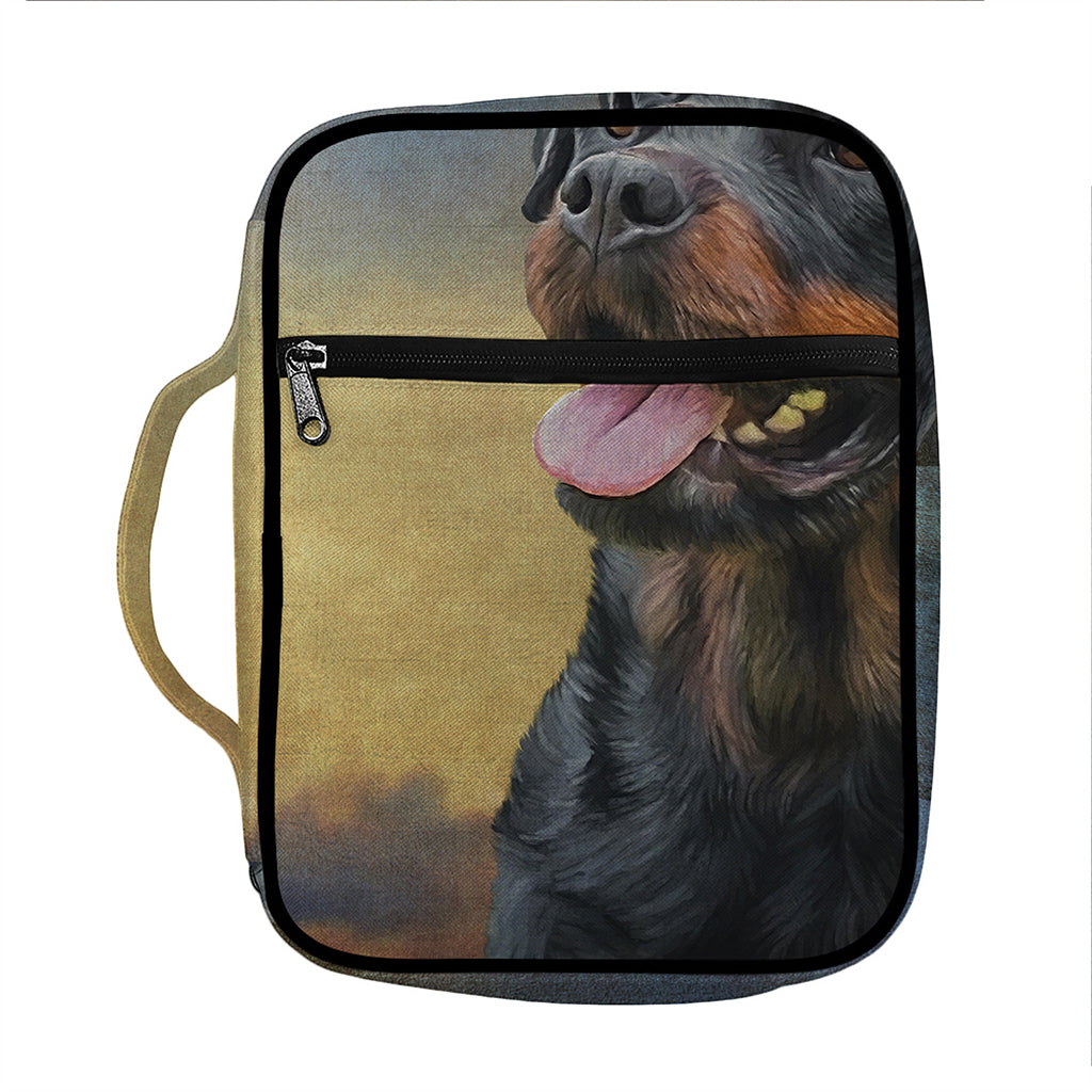 Vintage Rottweiler Portrait Print Front Pocket Bible Bag