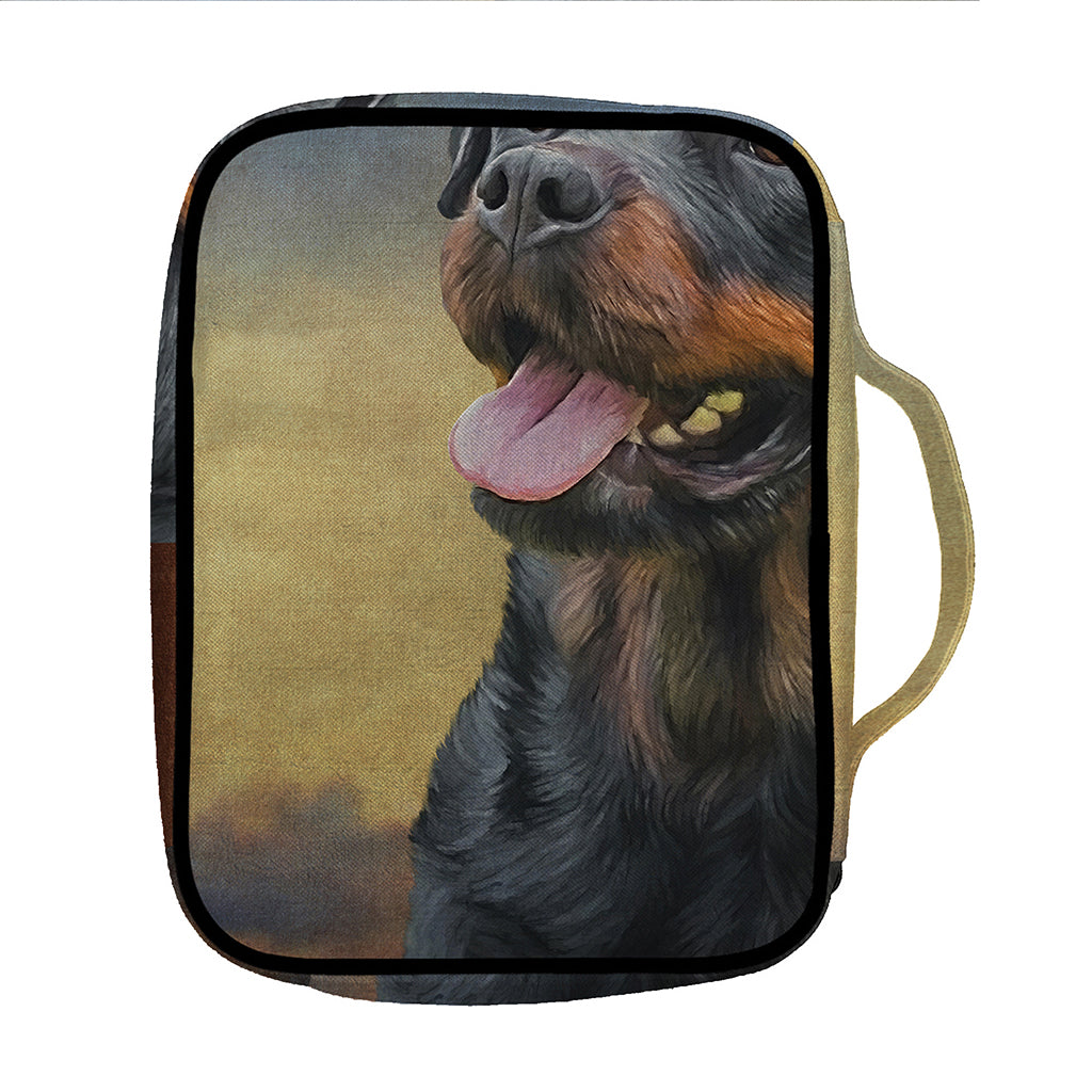 Vintage Rottweiler Portrait Print Front Pocket Bible Bag