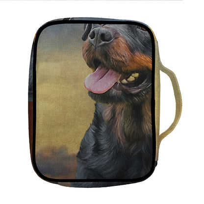 Vintage Rottweiler Portrait Print Front Pocket Bible Bag