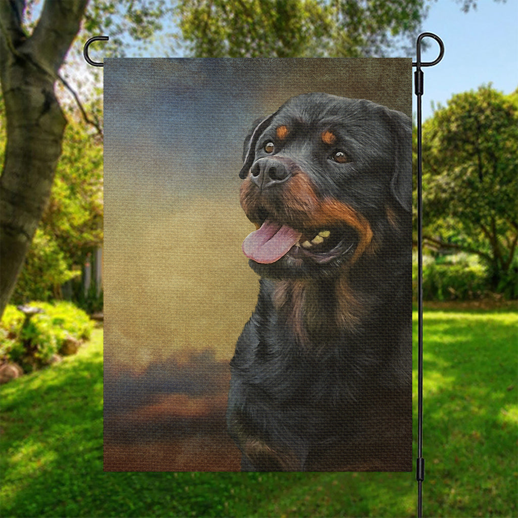 Vintage Rottweiler Portrait Print Garden Flag