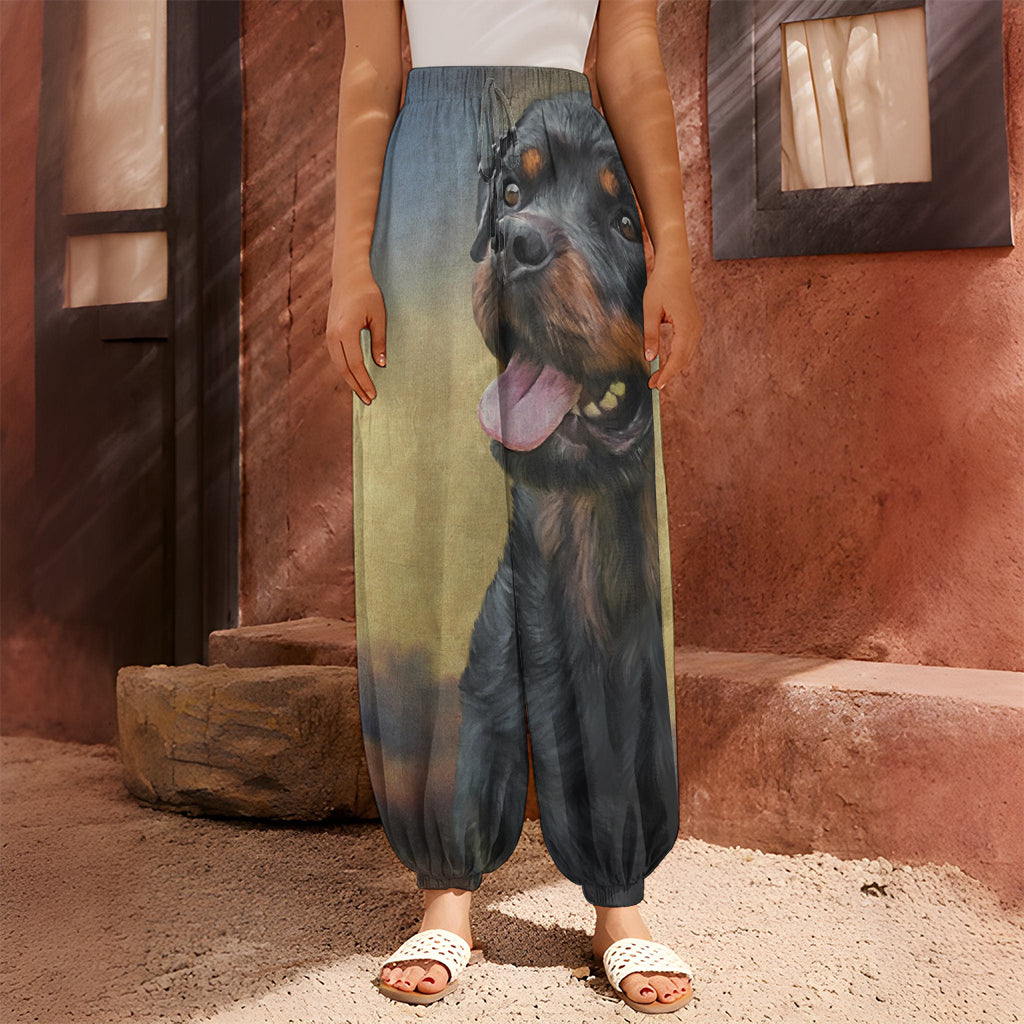 Vintage Rottweiler Portrait Print Harem Pants