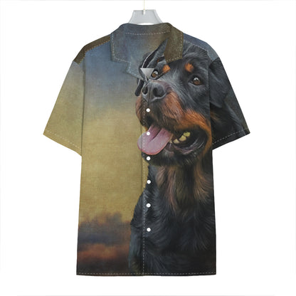 Vintage Rottweiler Portrait Print Hawaiian Shirt
