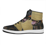 Vintage Rottweiler Portrait Print High Top Leather Sneakers