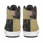 Vintage Rottweiler Portrait Print High Top Leather Sneakers