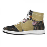 Vintage Rottweiler Portrait Print High Top Leather Sneakers