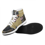 Vintage Rottweiler Portrait Print High Top Leather Sneakers