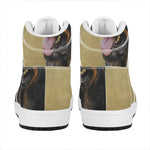 Vintage Rottweiler Portrait Print High Top Leather Sneakers