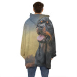 Vintage Rottweiler Portrait Print Hoodie Blanket