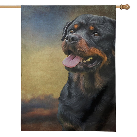 Vintage Rottweiler Portrait Print House Flag