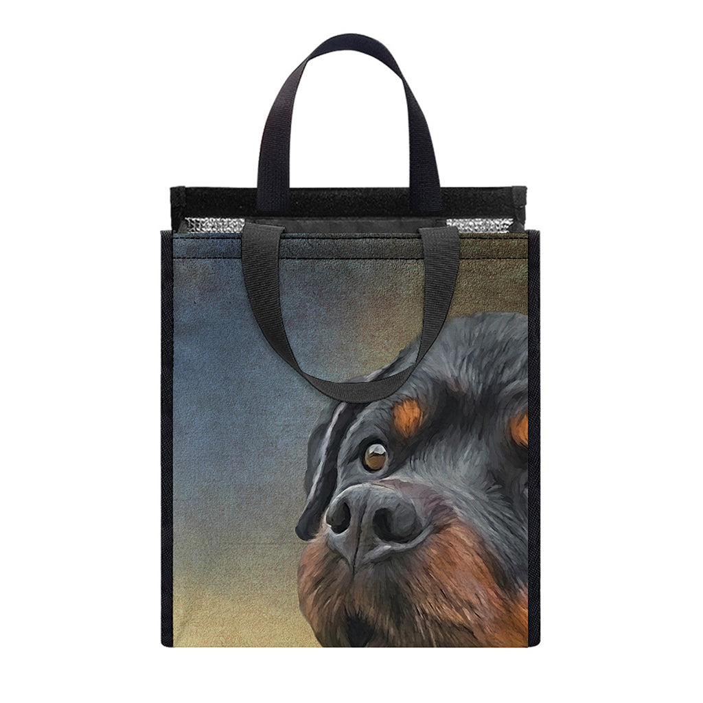 Vintage Rottweiler Portrait Print Insulated Lunch Tote