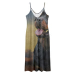 Vintage Rottweiler Portrait Print Jersey Midi Cami Dress
