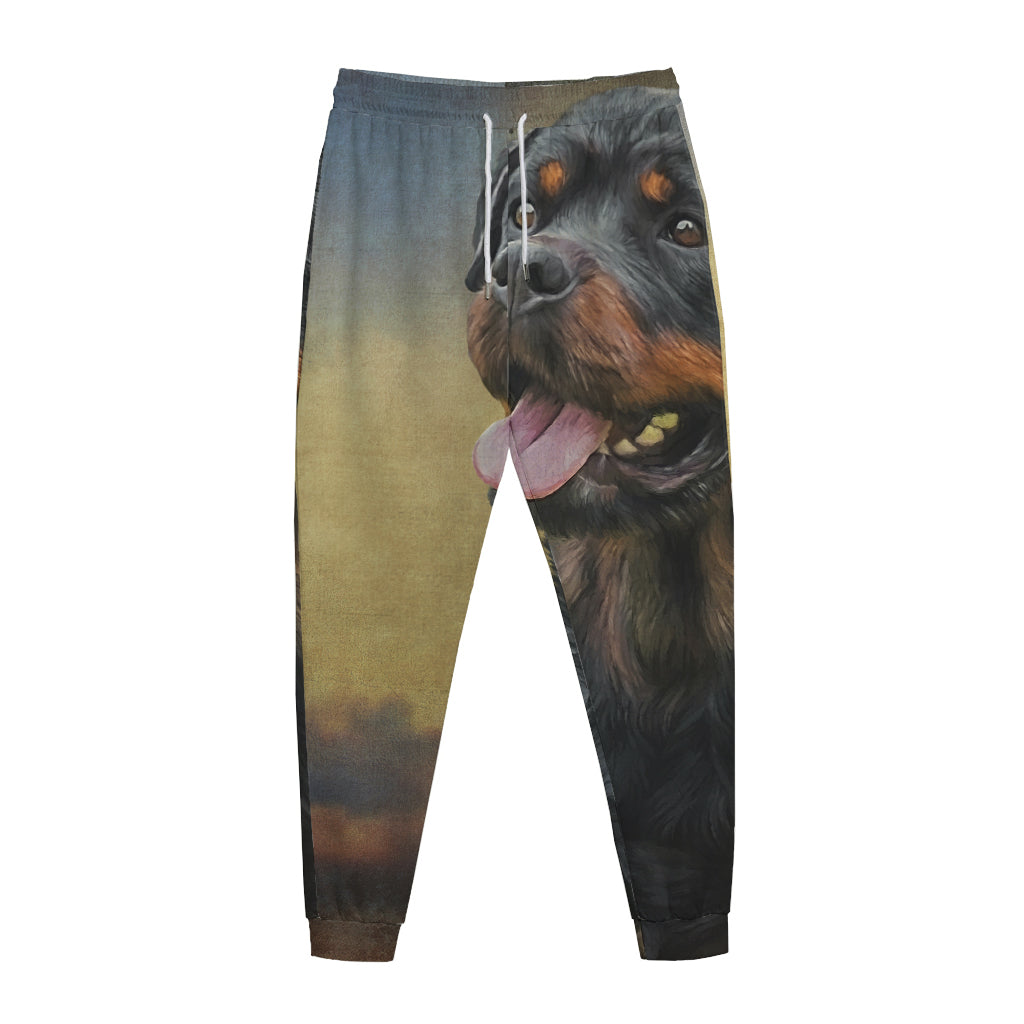 Vintage Rottweiler Portrait Print Jogger Pants