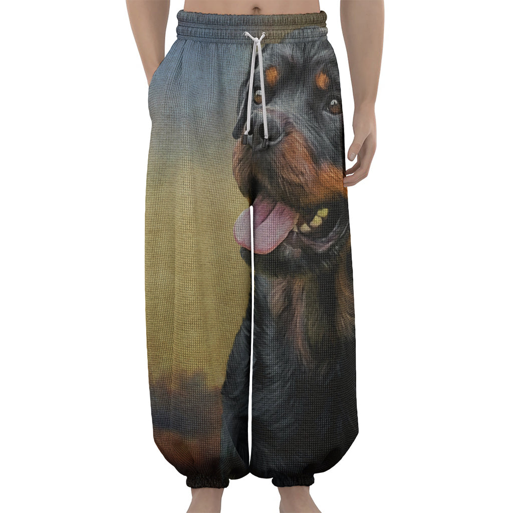 Vintage Rottweiler Portrait Print Lantern Pants