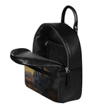 Vintage Rottweiler Portrait Print Leather Backpack