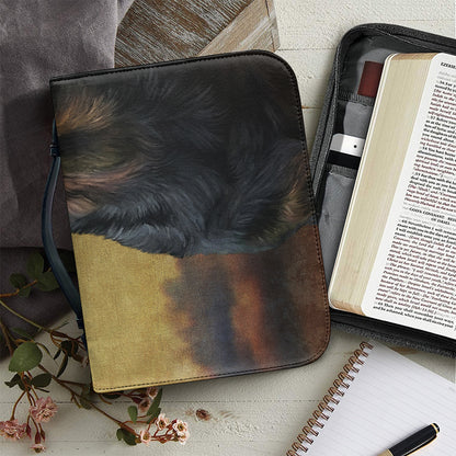 Vintage Rottweiler Portrait Print Leather Bible Cover