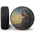 Vintage Rottweiler Portrait Print Leather Spare Tire Cover