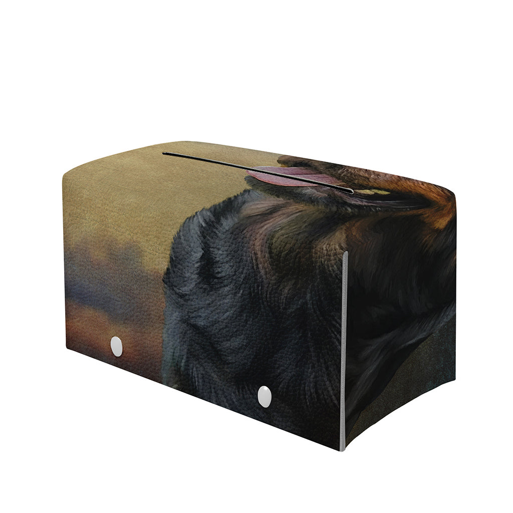 Vintage Rottweiler Portrait Print Leather Tissue Box Cover