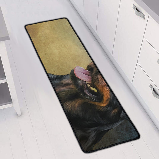 Vintage Rottweiler Portrait Print Long Kitchen Mat