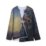 Vintage Rottweiler Portrait Print Long Sleeve Short Coat