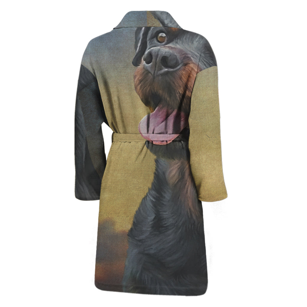 Vintage Rottweiler Portrait Print Men's Bathrobe