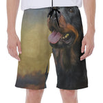 Vintage Rottweiler Portrait Print Men's Beach Shorts