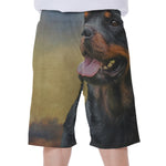 Vintage Rottweiler Portrait Print Men's Beach Shorts