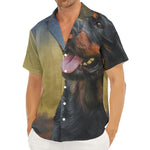 Vintage Rottweiler Portrait Print Men's Deep V-Neck Shirt