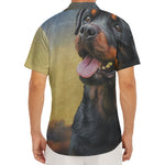 Vintage Rottweiler Portrait Print Men's Deep V-Neck Shirt