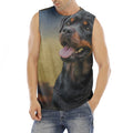 Vintage Rottweiler Portrait Print Men's Fitness Tank Top