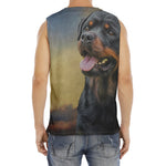 Vintage Rottweiler Portrait Print Men's Fitness Tank Top