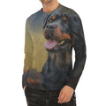 Vintage Rottweiler Portrait Print Men's Long Sleeve Rash Guard