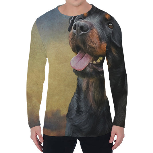 Vintage Rottweiler Portrait Print Men's Long Sleeve T-Shirt