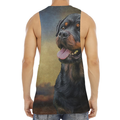 Vintage Rottweiler Portrait Print Men's Muscle Tank Top