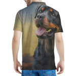 Vintage Rottweiler Portrait Print Men's Polo Shirt