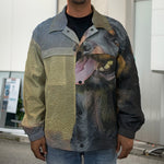 Vintage Rottweiler Portrait Print Men's Shirt Jacket