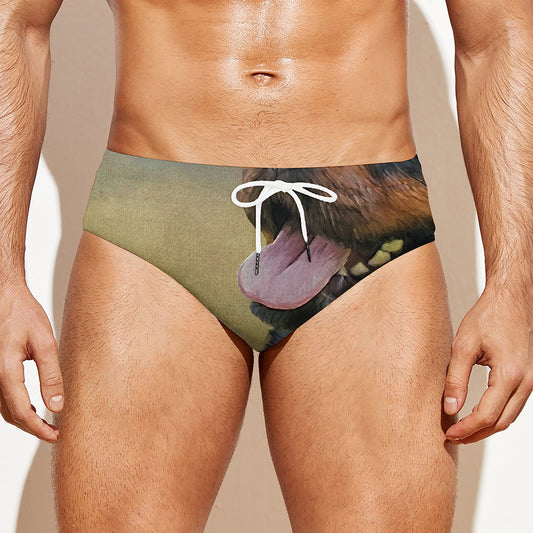 Vintage Rottweiler Portrait Print Men's Swim Briefs