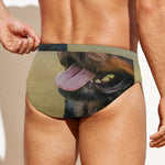 Vintage Rottweiler Portrait Print Men's Swim Briefs