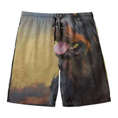 Vintage Rottweiler Portrait Print Men's Swim Trunks