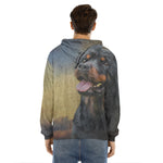 Vintage Rottweiler Portrait Print Men's Velvet Pullover Hoodie