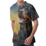 Vintage Rottweiler Portrait Print Men's Velvet T-Shirt
