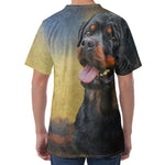 Vintage Rottweiler Portrait Print Men's Velvet T-Shirt